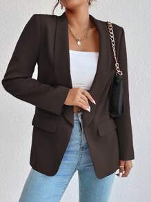 RosyDaze Solid Color Elegant Work Commute Long Sleeve Blazer Jacket Fall Cloth For Women