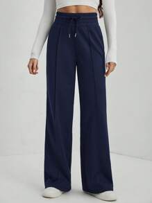 SHEIN Tall Quần dài ống rộng cạp rút dây chắc chắn - Màu xanh hải quân - Xem 5