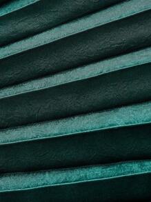 BizChic 绿色缎面褶皱长袖连衣裙，节日感恩节/圣诞节服装，女士办公室服装，春夏 - 綠色 - 查看 9