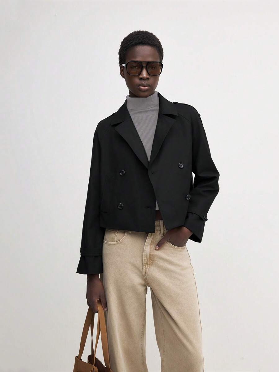 BizChic Áo khoác Parka đi làm thường ngày ngắn màu đen dành cho nữ, Quần áo mùa thu/đông, - màu đen - Xem 1