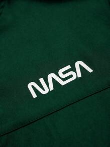 Manfinity Homme Men's Front Zipper Long Sleeve Letter Print Minimalist Hooded Spring And Autumn Jacket, For Fall