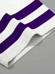 Manfinity Campus Court Men's Plus Size Solid Color Patchwork V-Neck Long Sleeve Number Print Casual T-Shirt - Multicolor - View 4