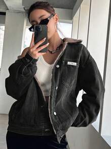 DAZY Women Casual Outdoor Warm Fleece Jacket With Front Buttons, Autumn/Winter