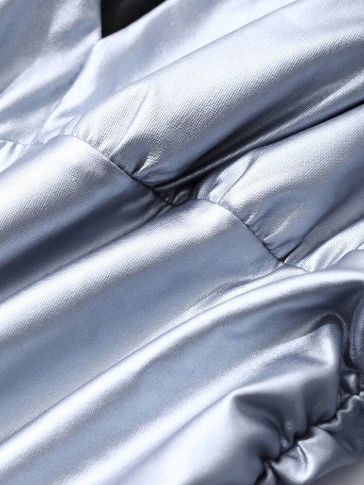 Futuristic Glossy Fabric Fitted Bodysuit Pajama