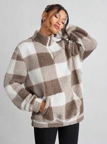 Manfinity INSISELF Unisex Bubble Fleece Print Loose Drop Shoulder Stand Collar Sweatshirt, Suitable For Autumn/Winter - Multicolor - View 5