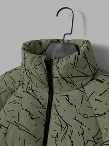 EURMUSE Manteau matelassé en coton à zip et motif tout-sur-tout avec poche, pour l'hiver - Vert - Voir 4