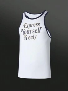 Manfinity Sport Corelite Boyfriend Stil Herren Slogan Muster Color-Blocking Trim Sport Tank Top