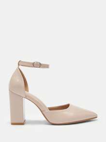 CUCCOO BIZCHIC Talons hauts à bout pointu avec bride à la cheville et talon épais, de couleur abricot. Chaussures à talons de mode pour les trajets, les fêtes et les rendez-vous. Ambiance de Noël, du Nouvel An, de l'automne, de l'hiver et de la Saint-Valentin.