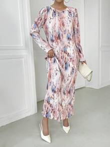 Chiquease 女士圆领长袖全印花休闲长裙 - 彩色 - 查看 3