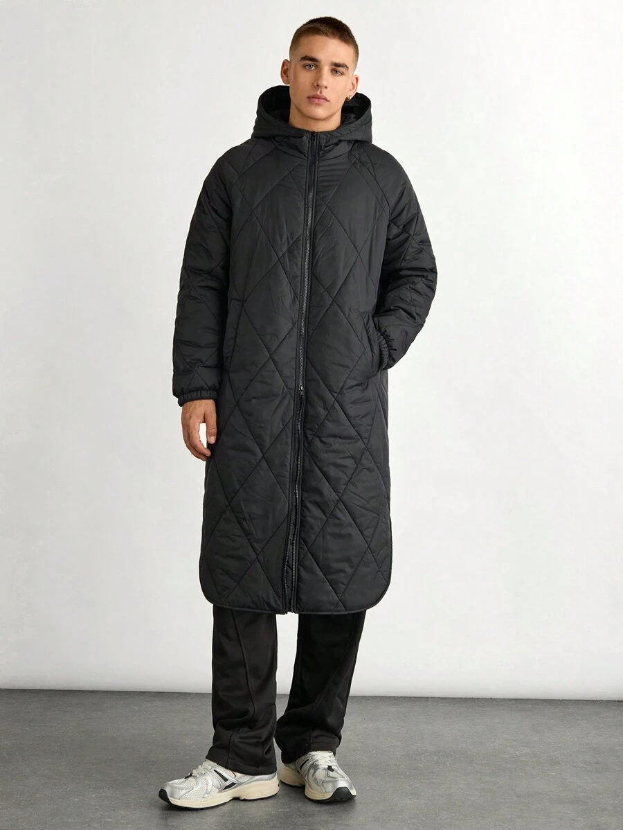 Manfinity VCAY Herren Locker gestrickter Lange Strickjacke, Lässig Stehkragen Strickjacke geeignet für den Winter