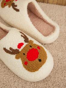 SHUZIA Women Cute Sherpa Furry Christmas Pattern Holiday Slippers - Multicolor - View 6