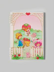 Strawberry Shortcake | ROMWE 1 件可爱卡通人物与草莓图案活页 A5 可拆卸笔记本、日记本