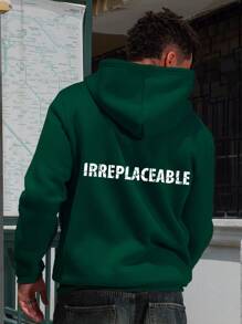 Aesthetic Post--Men's Front Zip Up Long Sleeve Pocket Number Print Minimalist Hoodie - Green - View 2