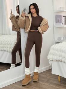 SHEIN EZwear 2-częściowy zestaw samonagrzewającej się bielizny termicznej modelującej sylwetkę