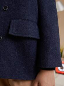 PrepCrw Young Boys School Button-Up Trench Coat With Turndown Collar, Blue Christmas, Autumn/Winter - Blue - View 5