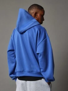 Sudadera con capucha de uso casual y urbano con un estampado artístico de graffiti, diseño oversize, estilo esencial para otoño e invierno - Azul - Ver 2