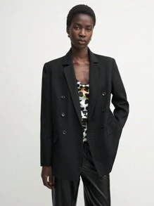 BizChic Christmas Elegant Women's Black Office/Business Jacket Blazers