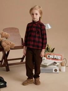 PrepCrw Camicia a maniche lunghe con colletto, a quadri, per ragazzi, rossa, per l'autunno/inverno - Rosso - Visualizzare 6