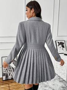 Franclia Plus Size Retro French Style Notch Lapel High-Quality Pleated Women Jacket