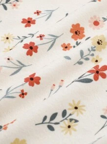 Cozy Pixies Conjunto de pijama de 2 piezas ajustado para bebé niña, con top de cuello redondo de manga larga de punto suave con estampado floral diminuto y pantalones