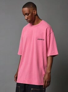 SUMWON Oversized Fit Short Sleeve Tee With Text Graphic Print