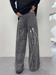 Manfinity EMRG Men's Casual Pocket Printed Simple Jeans For Daily Wear