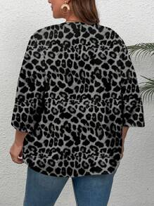 EMERY ROSE 大码女士休闲简约豹纹图案夹克，适合春秋季外出 - 彩色 - 查看 2