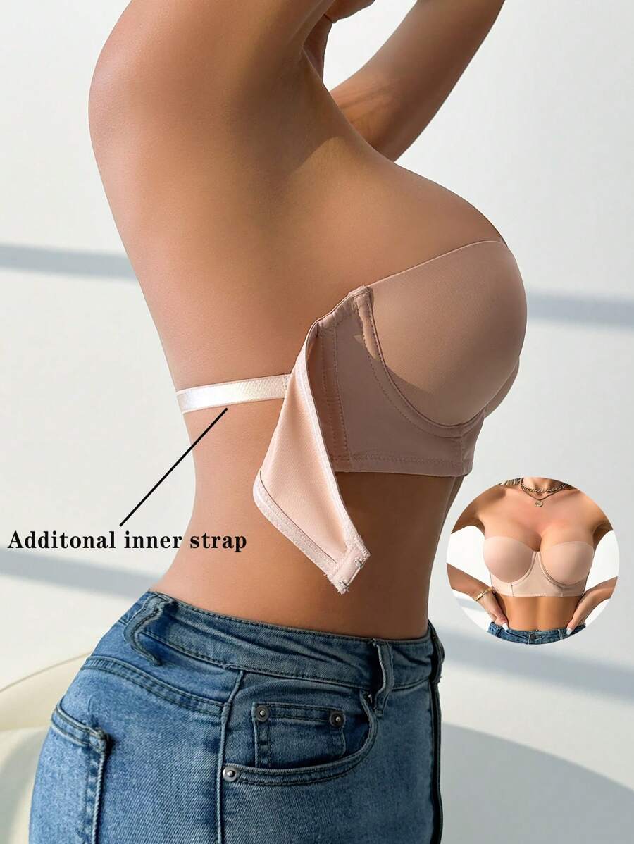Miss Vinta 1pc Women Minimalist Wire-Free Tube Bra - Apricot - View 1