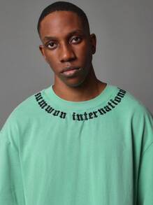 SUMWON St. Patrick'S Day Oversized Mint Streetwear T-Shirt With Gothic Neckline Print Lucky Charm Festival Casual Irish Holiday Party Short Sleeve Top