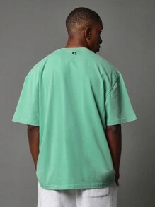 SUMWON St. Patrick'S Day Oversized Mint Streetwear T-Shirt With Gothic Neckline Print Lucky Charm Festival Casual Irish Holiday Party Short Sleeve Top