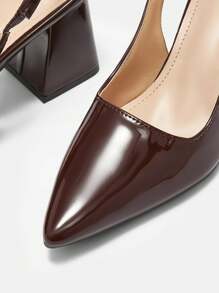 CUCCOO BIZCHIC Women's Fashion Coffee Brown Backstrap Thick Heel Pointed Toe Pumps, Suitable For Work, Dates, Parties For And Vibe And Spring Shoes Spring Break Easter For Christmas - Coffee Brown - View 7