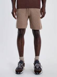 Musero Quần short dệt kim mỏng nhẹ, cạp chun có dây rút, thích hợp cho mùa Xuân Hè. - Màu Khaki - Xem 2