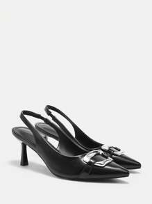 CUCCOO BIZCHIC 女士时尚黑色尖头高跟鞋，适合通勤、约会、聚会和社交活动新年假期 - 黑色 - 查看 1