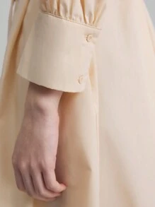 Ontre 女式优雅纯色插肩袖长裙，秋季 - 杏色 - 查看 5