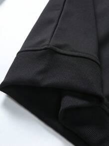 Manfinity Homme Men's Round Neck Printed Simple Casual Sweatshirt, Long Sleeve - Black - View 5