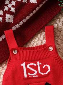 SHEIN Bodysuit de Tricô com Estampa de Cervo para Bebê Menino, Adequado para Natal, Feriados, Casa, Férias, Uso Diário