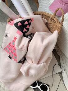 DAZY 女式保暖内衬圣诞图案印花超大码卫衣 秋冬款 - 粉色 - 查看 7