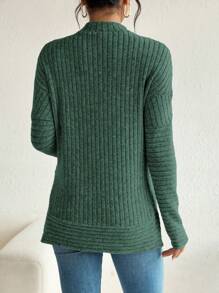 SHEIN Pregnant Women Plain Stand Collar Long Sleeve Split Hem Minimalist Top, Casual Everyday Wear, For Maternity