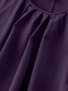 大码纯色插肩袖衬衫，秋季休闲装 - 紫色 - 查看 4