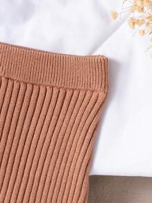 1pc Baby Girl Fashion Versatile Ruffle Hem Knit Mini Skirt