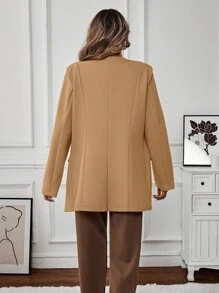 SHEIN Clasi Women's Elegant Stand Collar Metal Button Decoration Overcoat
