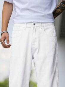 Manfinity Hypemode Jeans rectos de color liso casual para hombre