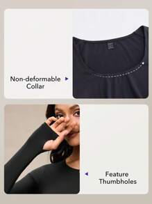 OutZeal Áo thun cổ tròn bó sát thoáng khí mềm mại như bơ tập yoga ngoài trời - màu đen - Xem 7