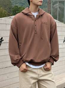 DAZY Men's Plaid Patchwork Thermal Lined Hoodie, Autumn Vacation - Brown - View 7