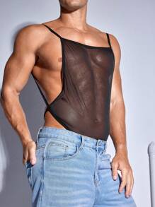 Bodys sous-vêtements sexy en maille transparente pour hommes