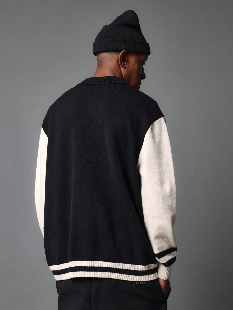 Varsity Knit Quarter Zip Polo Sweater