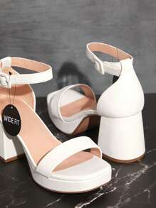 SHUZIA Bestseller Women Wide Width White Chunky Heel Ankle Strap Versatile Platform Sandals-Comfort Wide Fit Holiday Vacay Vibe For And Summer Shoes Spring Shoes Spring Break Easter Mother's Day Present For Christmas - White - View 5