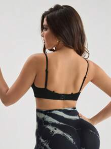 Menodora SHEIN Sport 女士黑色舒适性感日常健身运动胸罩，适合钢管舞 - 黑色 - 查看 5