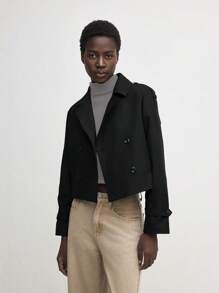 BizChic Áo khoác Parka đi làm thường ngày ngắn màu đen dành cho nữ, Quần áo mùa thu/đông, - màu đen - Xem 8