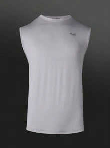 Manfinity Sport Corelite Áo tank top thể thao mùa hè cổ đứng in chữ dành cho nam, kiểu dáng boyfriend, chất liệu nén, thích hợp mặc cho nam giới. - Xám - Xem 1